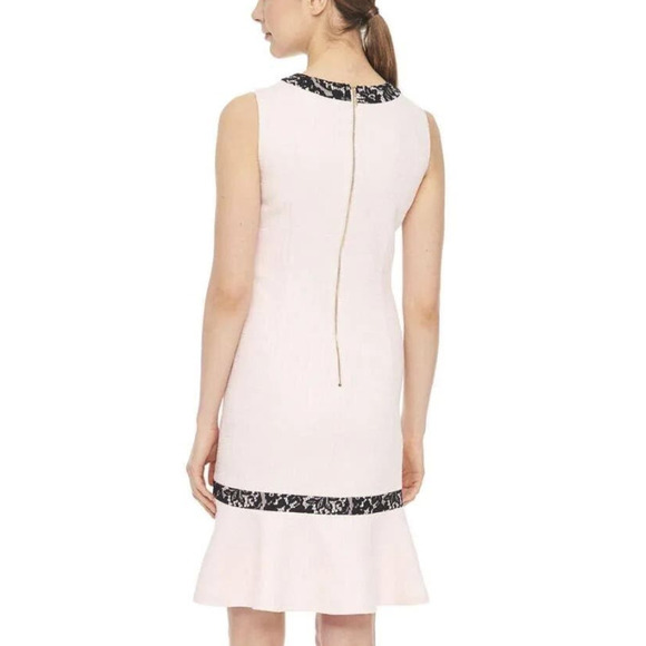 Karl Lagerfeld Paris Flounce Lace Trim Tweed Sheath Dress Blush New Size 8 - Picture 2 of 9